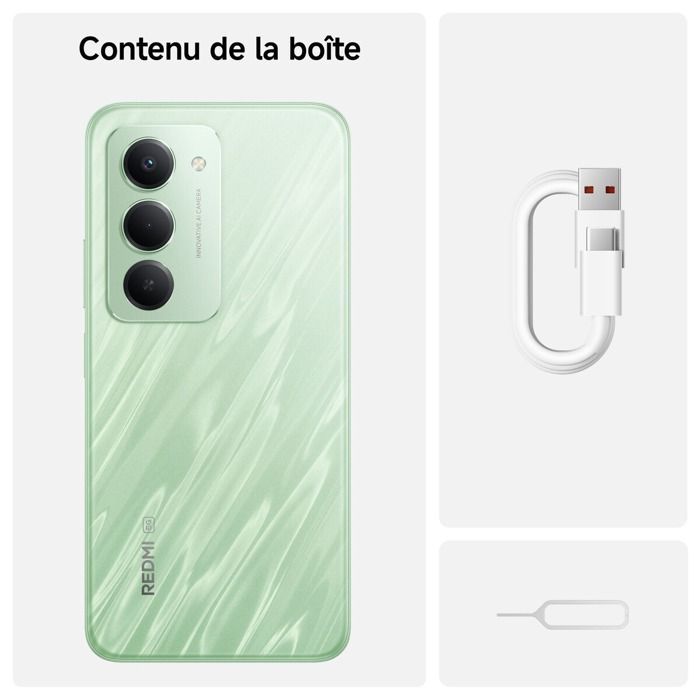 Téléphone mobile - XIAOMI - Redmi 15 5G - 8 Go RAM - 256 Go - Vert (Ripple Green) - Double SIM
