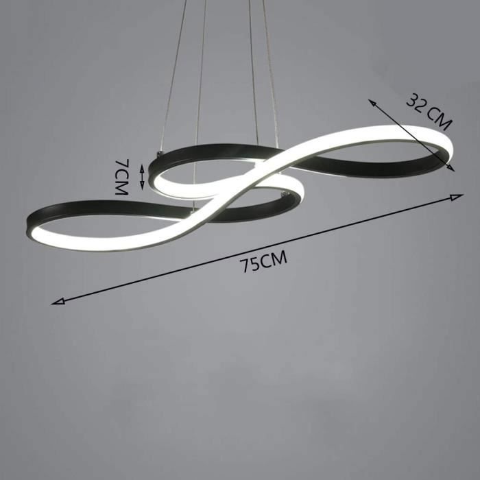 DORLINK Suspension LED Moderne 52W Noir - Dimmable avec Télécommande - Luminaire Design pour Salon Chambre Cuisine