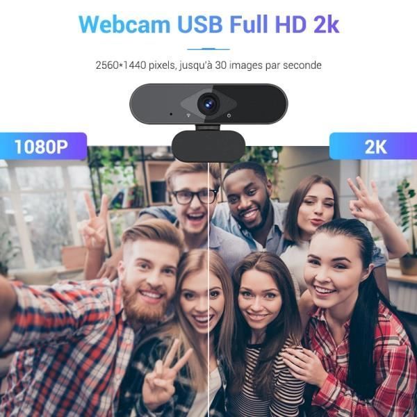 Webcam - UVERBON - HD 1080P - Microphone à réduction de bruit - Lumière d'appoint - Angle ajustable