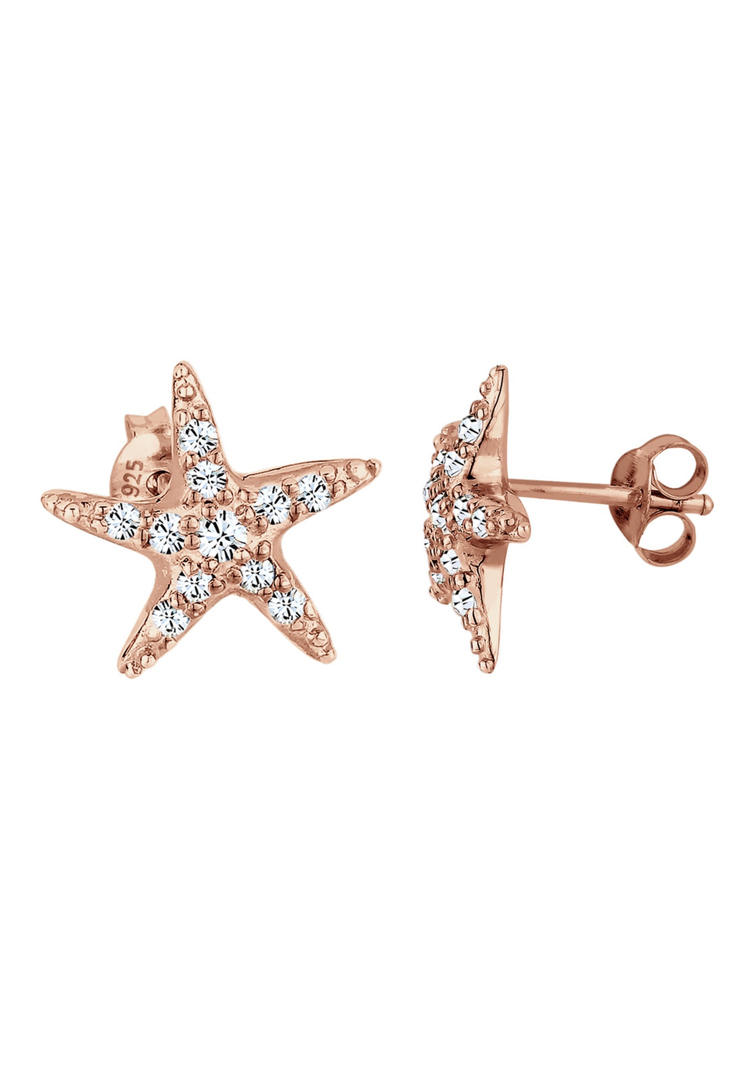 Elli Femmes Clous d'oreilles Étoile de Mer Plage avec Cristaux en Argent Sterling 925