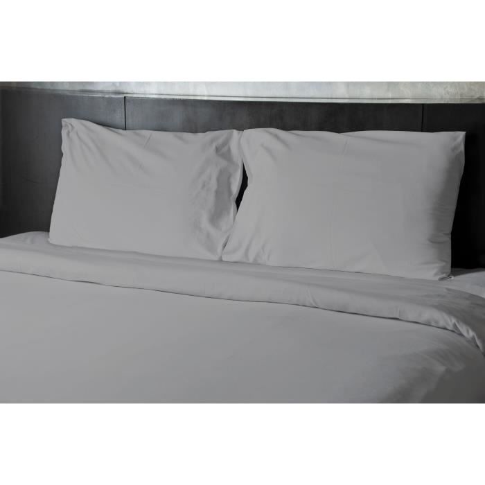 Sábana plana - HOME LINGE PASSION - microfibra de 82 g - 180 x 290 cm - Individual - Gris claro