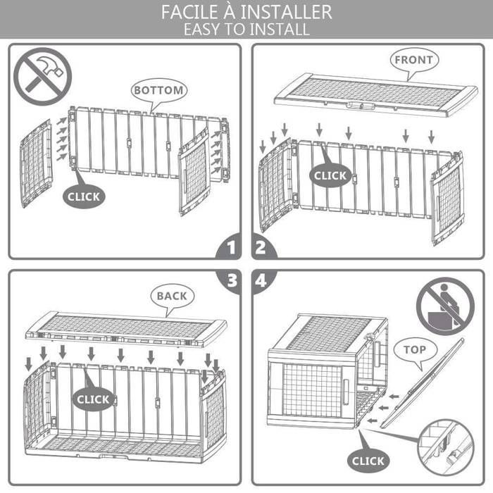 VOUNOT® Coffre de Jardin avec Poignées et Roues 310L - Malle de Rangement Extérieur en PP - 119x48x60cm - Style Polyrotin Marron