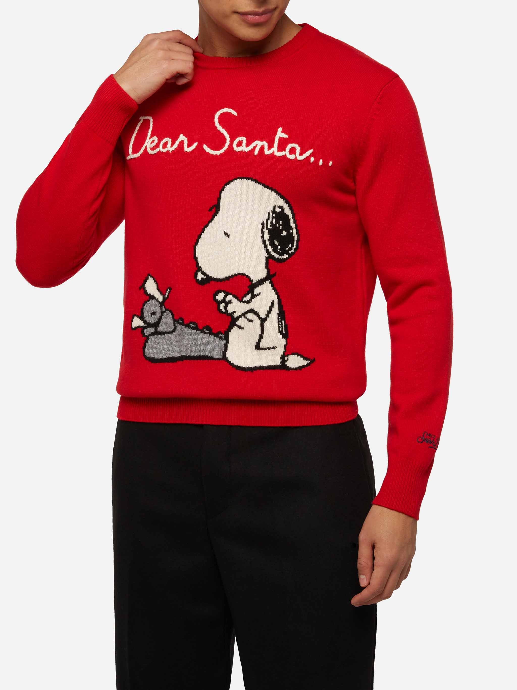 Heronrode trui met jacquard en Snoopy-borduurwerk | SNOOPY PEANUTS® SP
