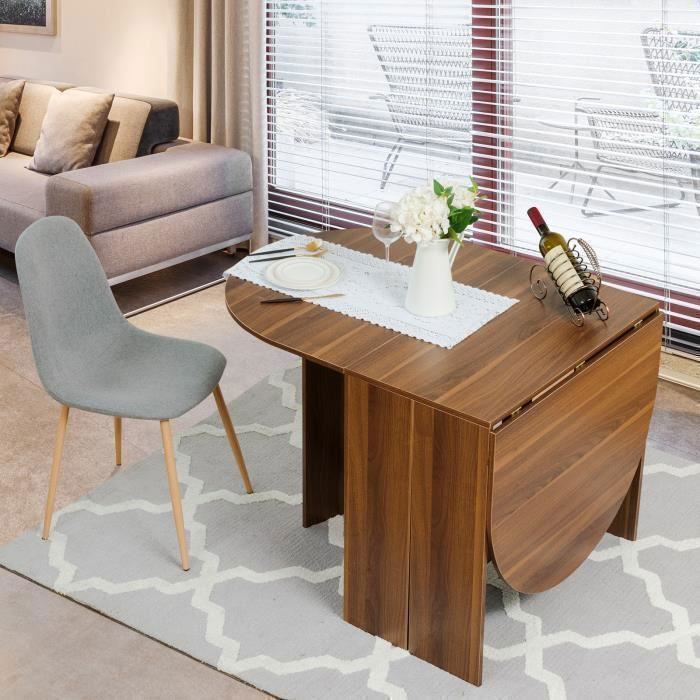 GIANTEX Table de Salle à Manger Pliable en Bois,Table de Cuisine Extensible Multi-Usage pour 4-6 Personnes,163 x 80 x 75CM