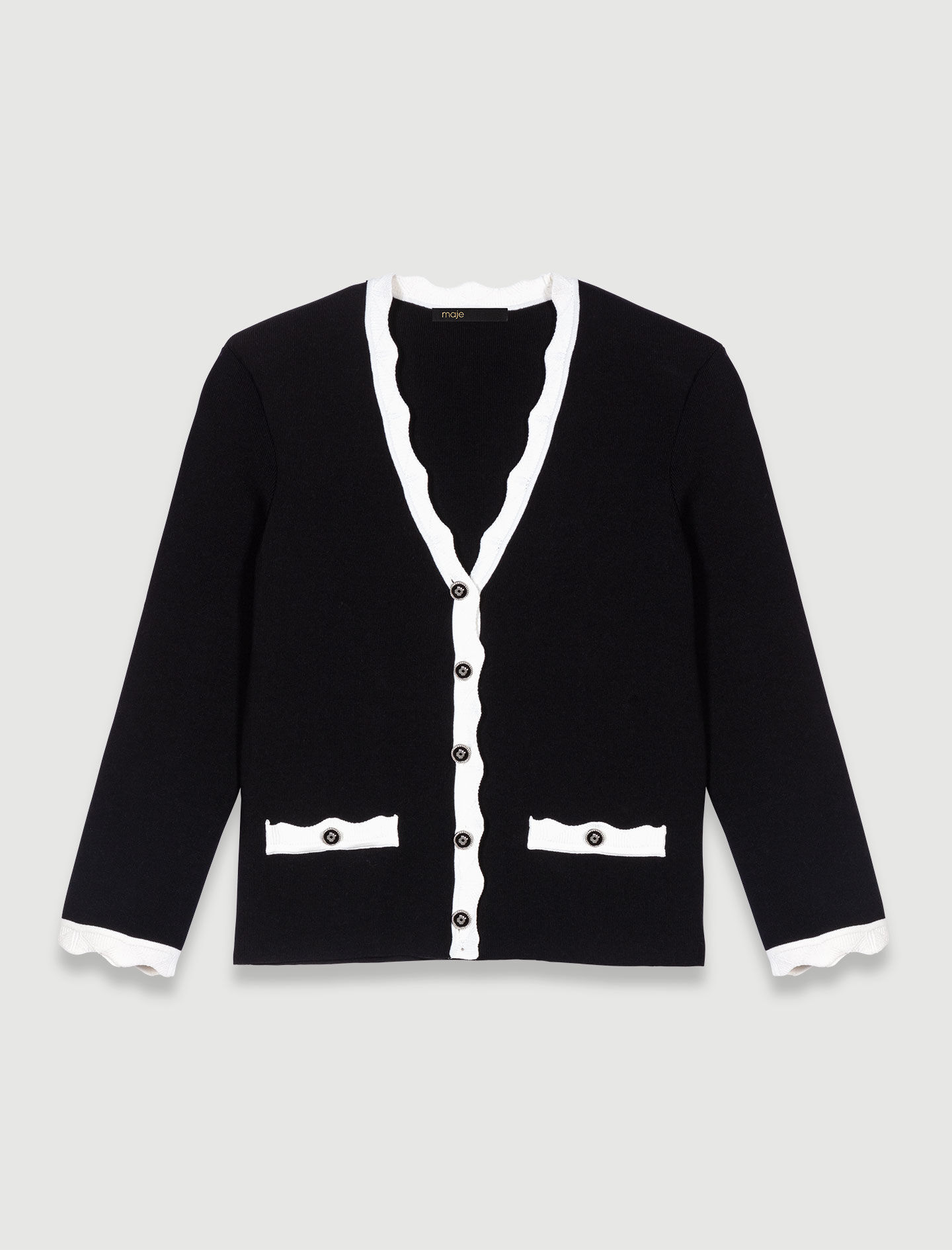 Cardigan bicolor - Negru