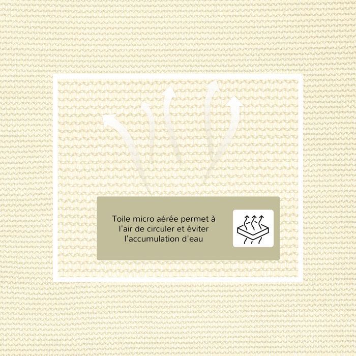 Shade sail - Outsunny - large triangular size 3x3x3 m high density UV resistant - PE - cream