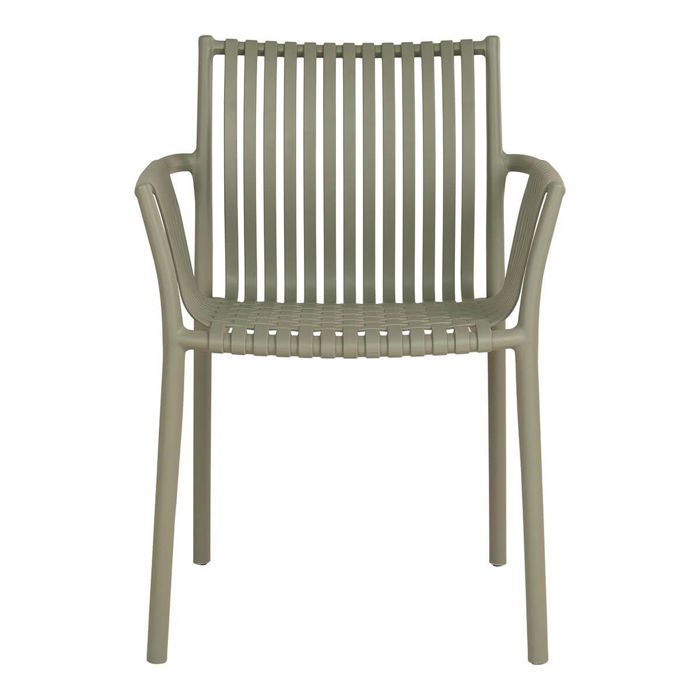 STOLY - Lot de 2 Fauteuils de Table de Jardin en Polypropylène Laqué Vert