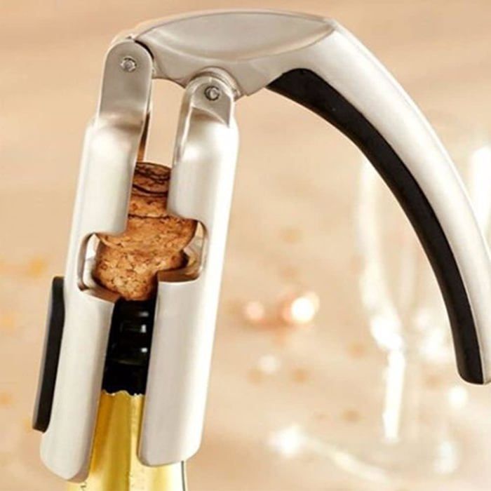 Saca-rolhas para champanhe e vinhos espumantes - Acessório abridor de garrafas prateado - Para vinhos espumantes