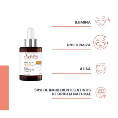 „Avène Vitamin Activ Cg Radiance Corrector“ serumas nuo raukšlių, skaistinamasis serumas su vitaminu C, 30 ml
