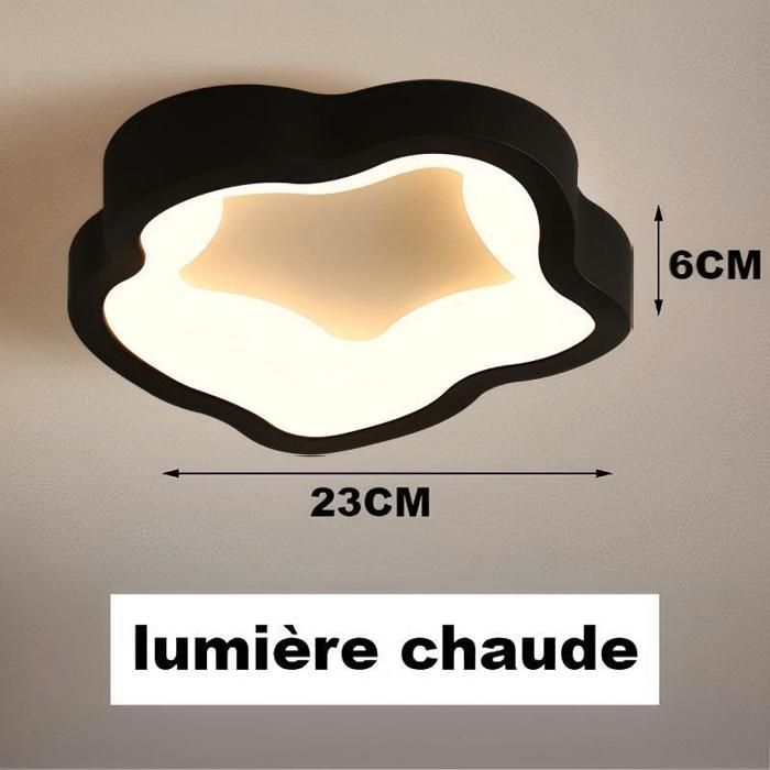 WOTTES  Plafonnier LED Moderne Noir - 14W Blanc Chaud Luminaire Fleur Lampe de Plafond pour Couloir Salle de bain - 1pcs Dia 23cm