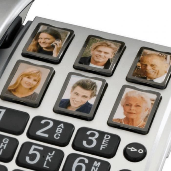 Telefono fisso pensato per gli anziani - AMPLICOMMS - Bigtel 40 Plus - Amplificazione +40dB - Tasti grandi - Grigio