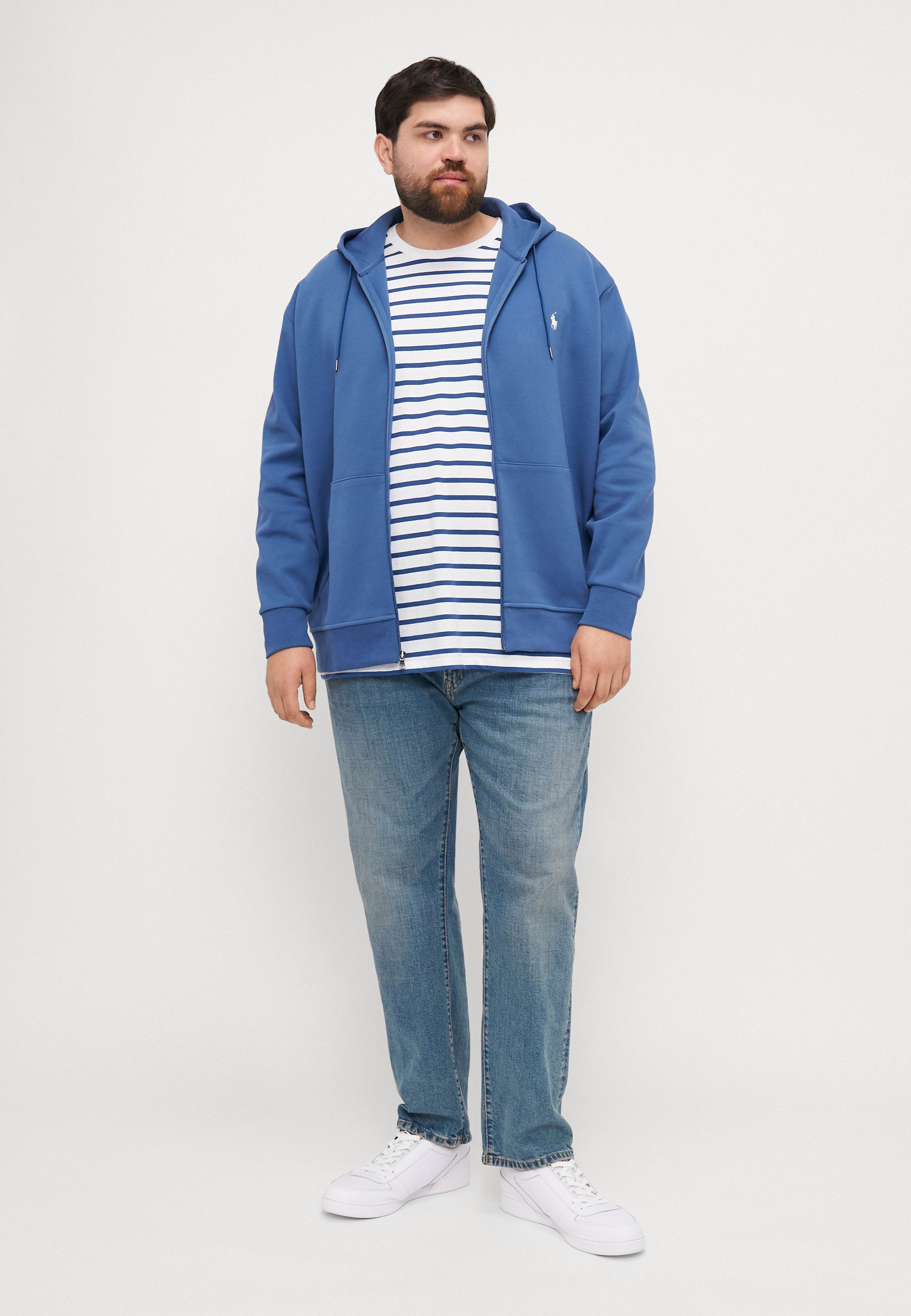 Polo Ralph Lauren DOUBLE-KNIT FULL-ZIP HOODIE - Genser med glidelås - blue/grey/whitePolo Ralph Lauren