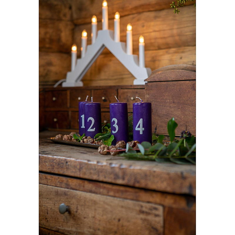 Light IT adventslysestake 7-armet, lys hvit