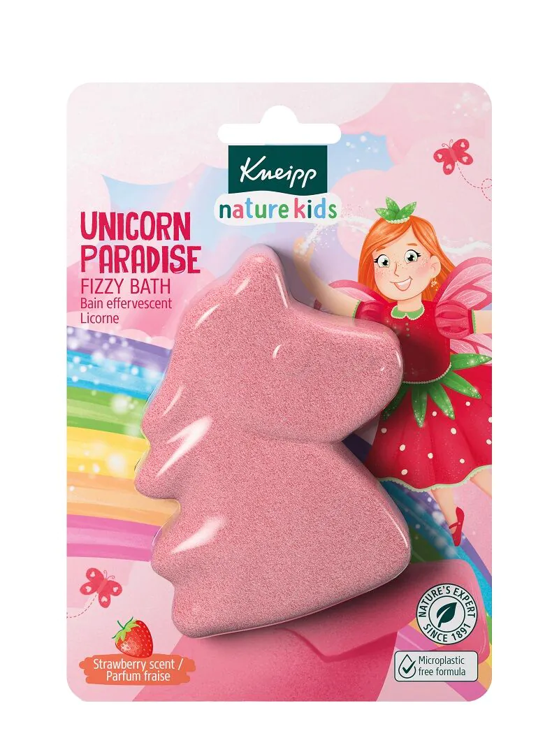 Kneipp Nature Kids Musująca figurka do kąpieli Kraina Jednorożców, Truskawka