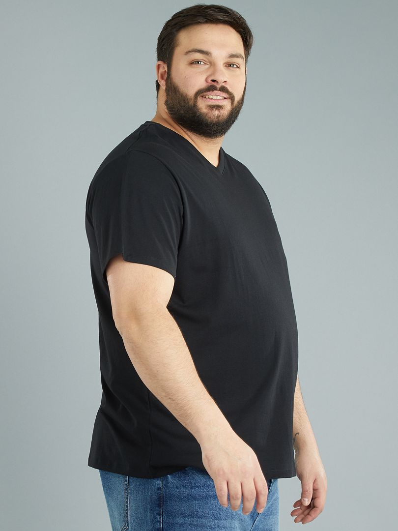 T-shirt met V-hals - Zwart