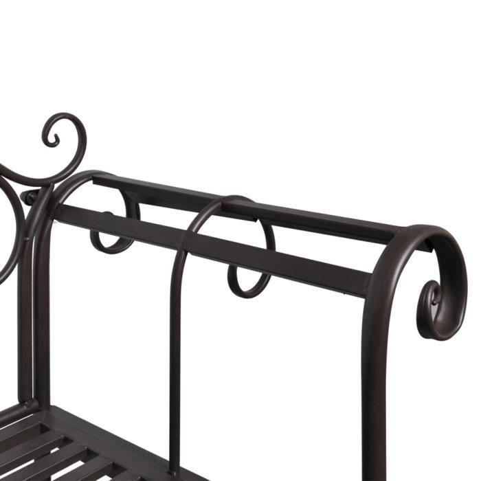 Panchina da giardino in metallo da 132 cm - VIDAXL - Marrone anticato - Volute - Per esterni