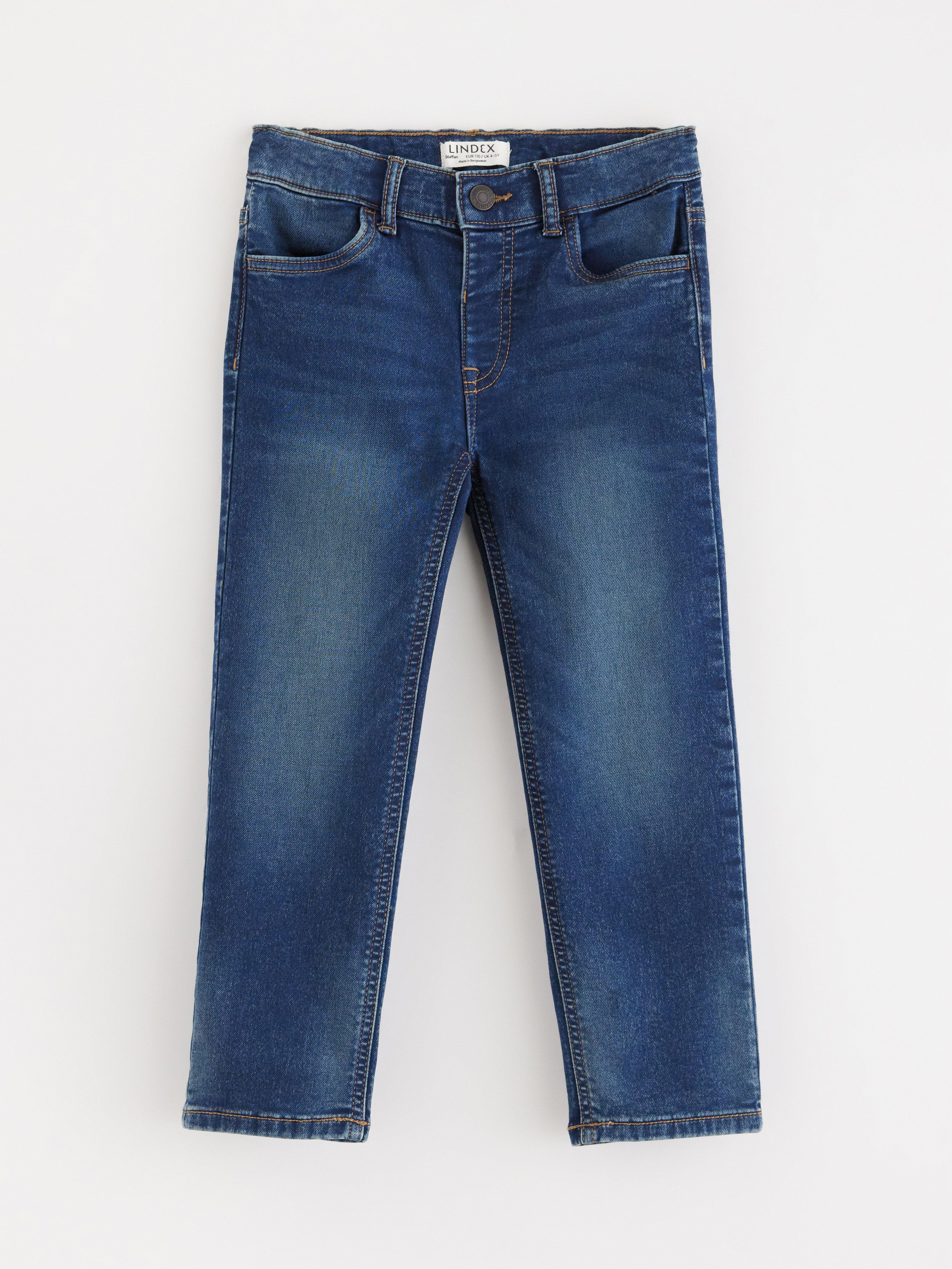 Calça jeans reta STAFFAN em denim tricot escuro