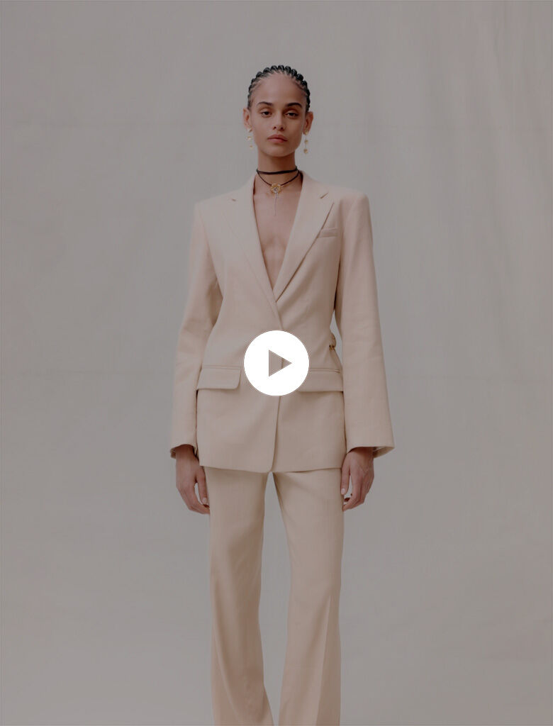 Beige linnenmix jas