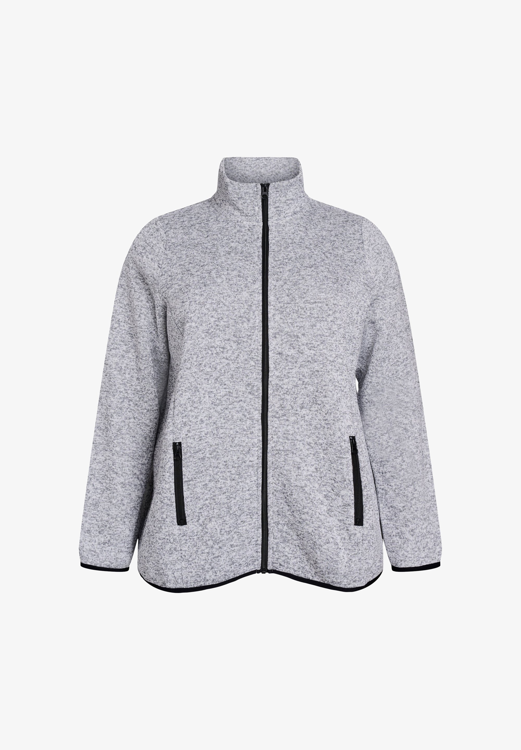 Active by Zizzi met hoge kraag en ritssluiting - Sweatshirt met ritssluiting - lichtgrijs gemêleerd