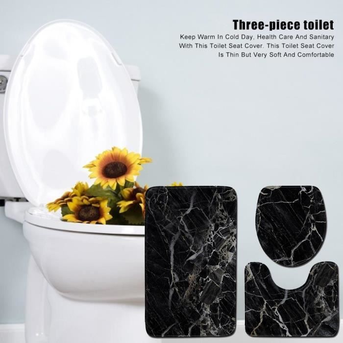 Alfombrilla de baño - 50x80cm - Mármol negro - 3 piezas - Moderna