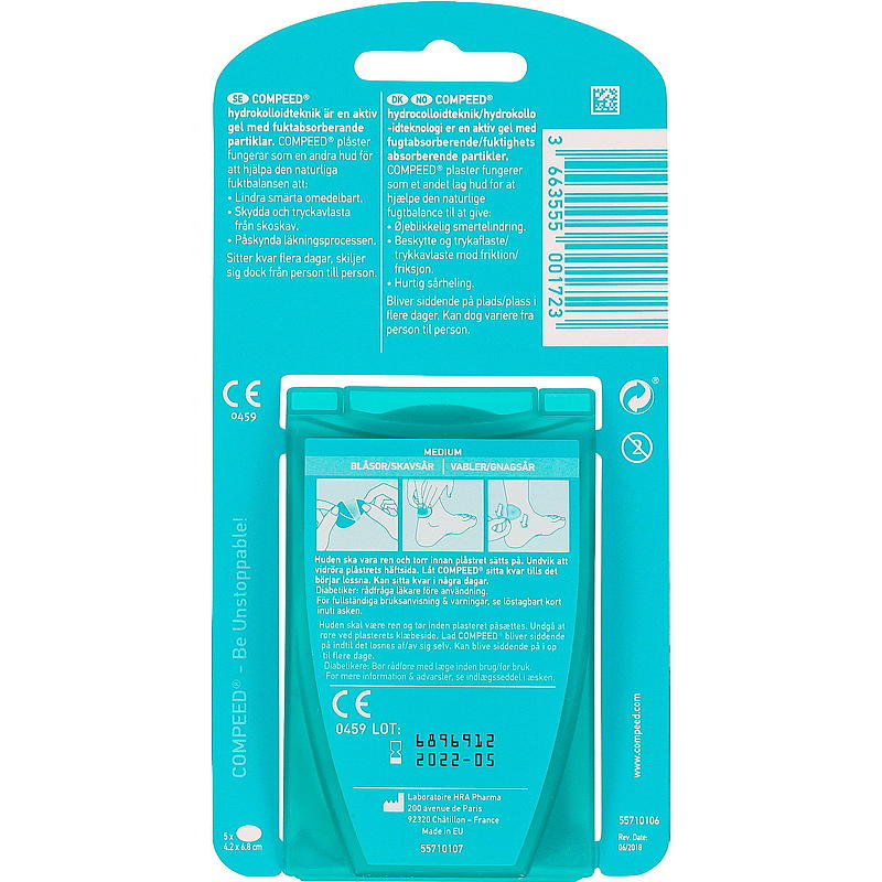 Compeed wrijfpleisters, 5 stuks, medium.