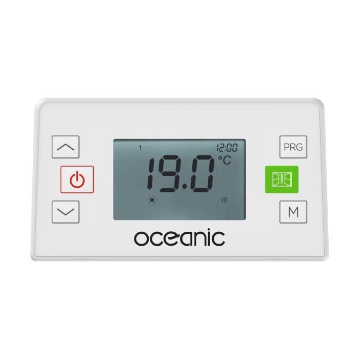 Radiador eléctrico fijo de inercia seca cerámica OCEANIC Rubis de 1000 W - Diseño curvo - Blanco - NF
