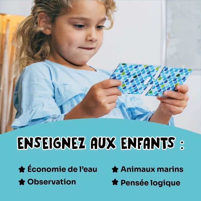 Juegos educativos - GEOMAG - Rompecabezas ecológico para ahorrar agua - Mini rompecabezas educativos - Conservación del agua