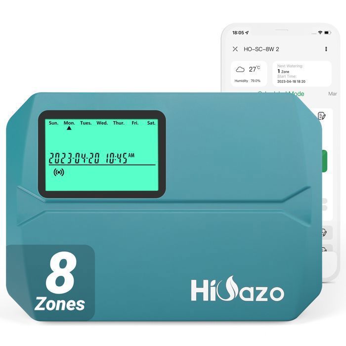 Timer per irrigazione WiFi a 8 canali HIOAZO, controller intelligente per sistema di irrigazione HO-SC-8W, app di monitoraggio con memoria
