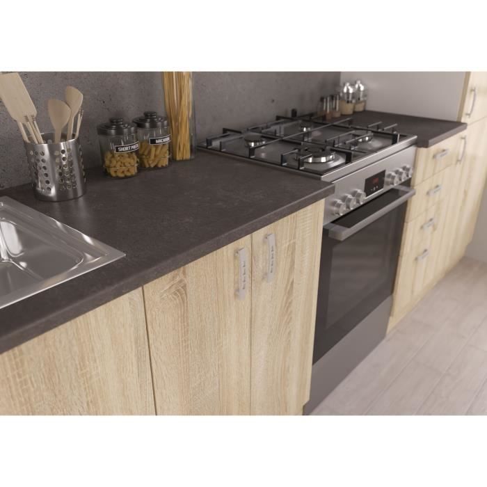 SARA Cuisine complète modulable - 8 éléments - Décor chêne sonoma - L 300 cm - Plan de travail non inclus