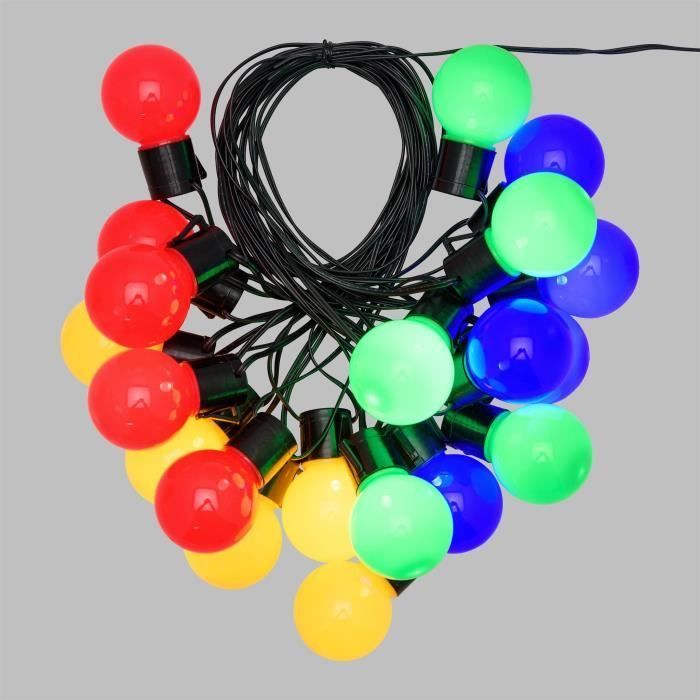 Guirnalda de luces solares LOTTI - 15 bombillas LED de Ø 5 cm - Multicolor - 8 m