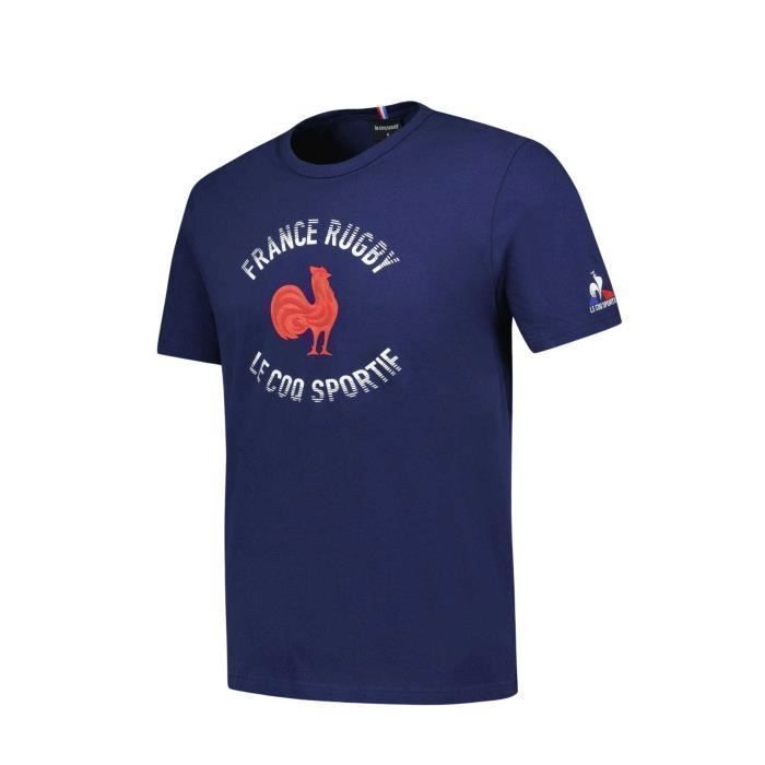 Camiseta - COQ SPORTIF - Uniforme de Torcedor da Seleção Francesa XV nº 1 2023/24 - Azul escuro - Manga curta - 100% algodão