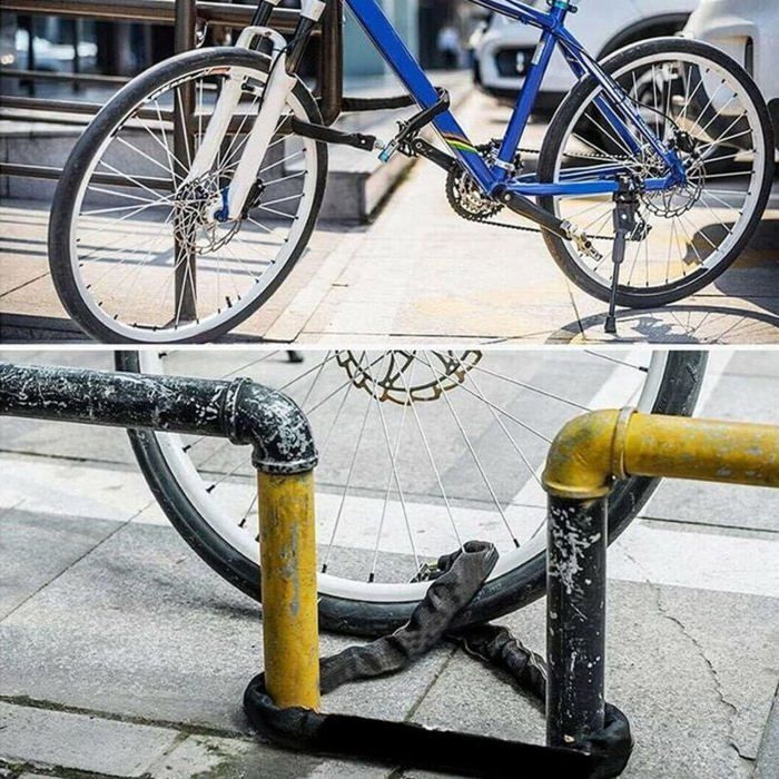 Stevige motorslotketting, 3 sleutels, 100 cm, zwart