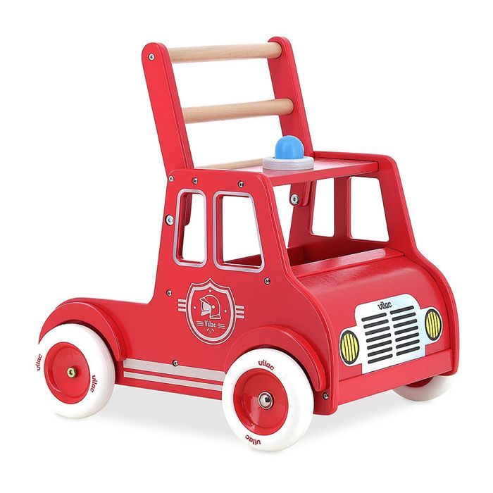 Chariot de marche - Vilac - Camion de pompiers - Roues caoutchoutées - Système de freinage - Klaxon gyrophare