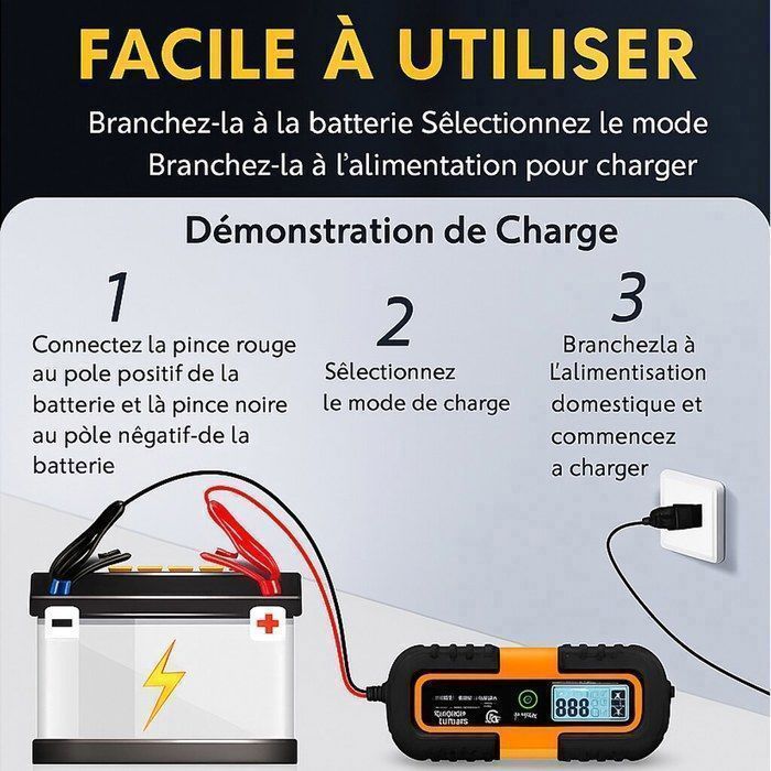 Cargador de baterías de 6V/12V/12.8V 6A, cargador de baterías para coche y motocicleta con función de reparación, para baterías de plomo-ácido.