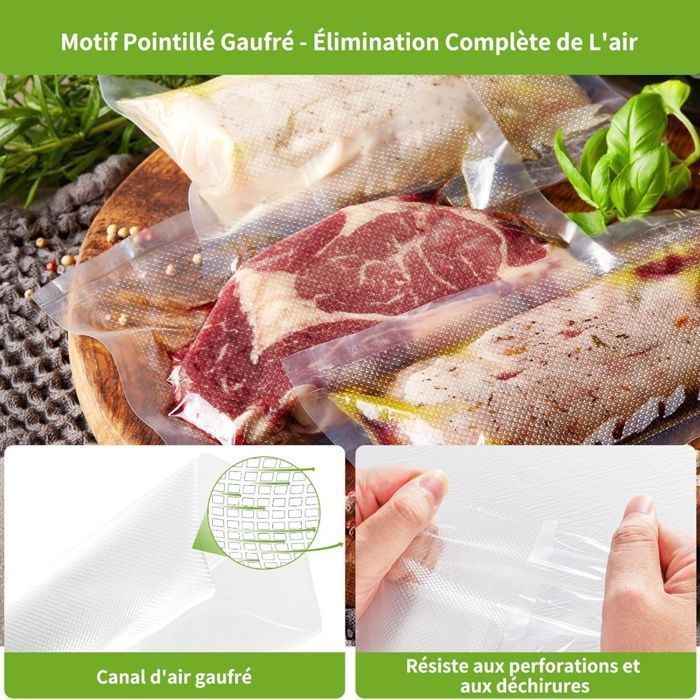 Sac Sous Vide Alimentaire, 6 Rouleaux 28 cm X 3 mètres, Rouleaux de Mise sous Vide Alimentaire, Film Sous Vide Alimentaire sans BPA