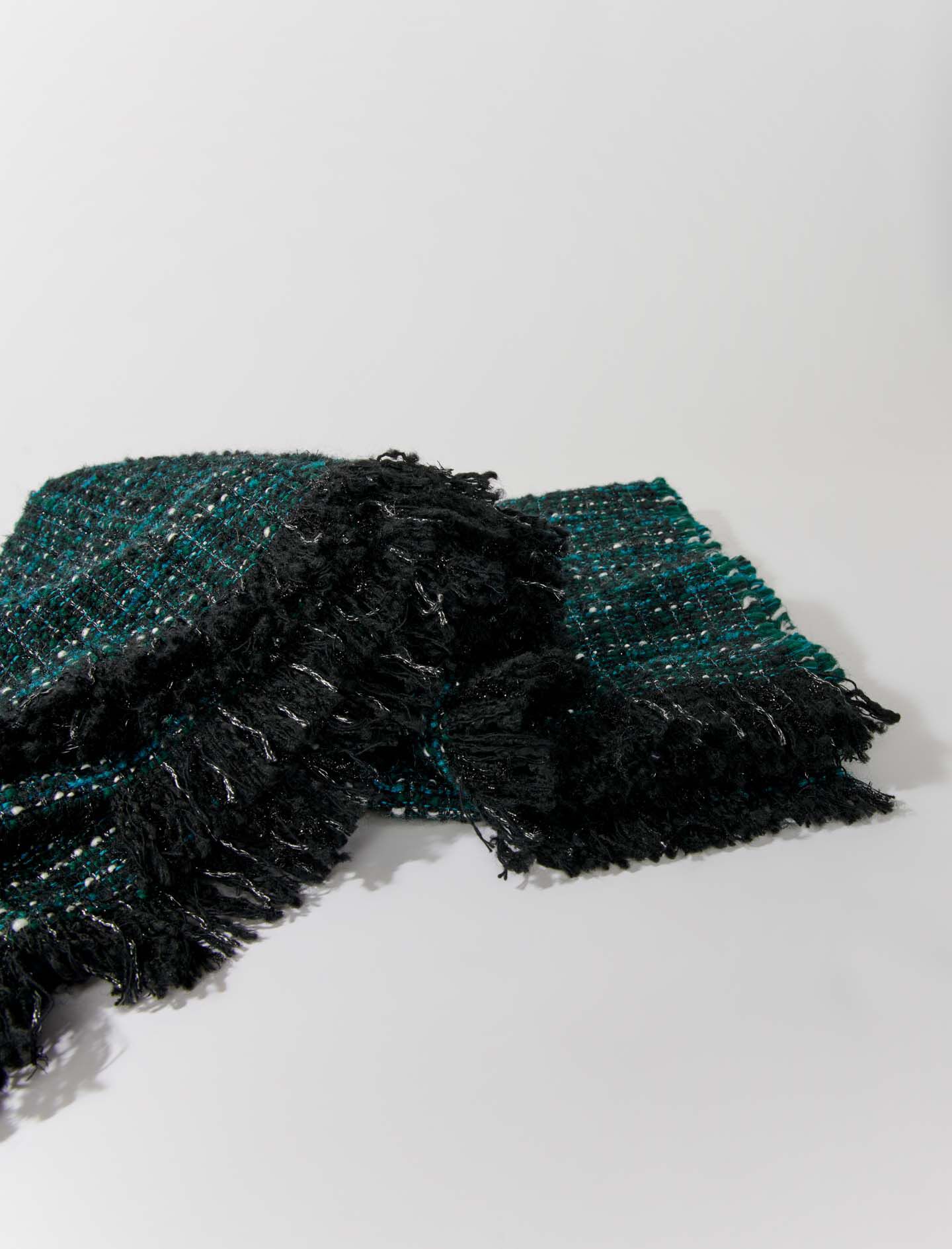 Poncho din tweed - Verde sticlă