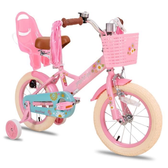 Vélo d'enfant - HILAND - JOYSTAR - 12 pouces - Rose - Avec roues auxiliaires