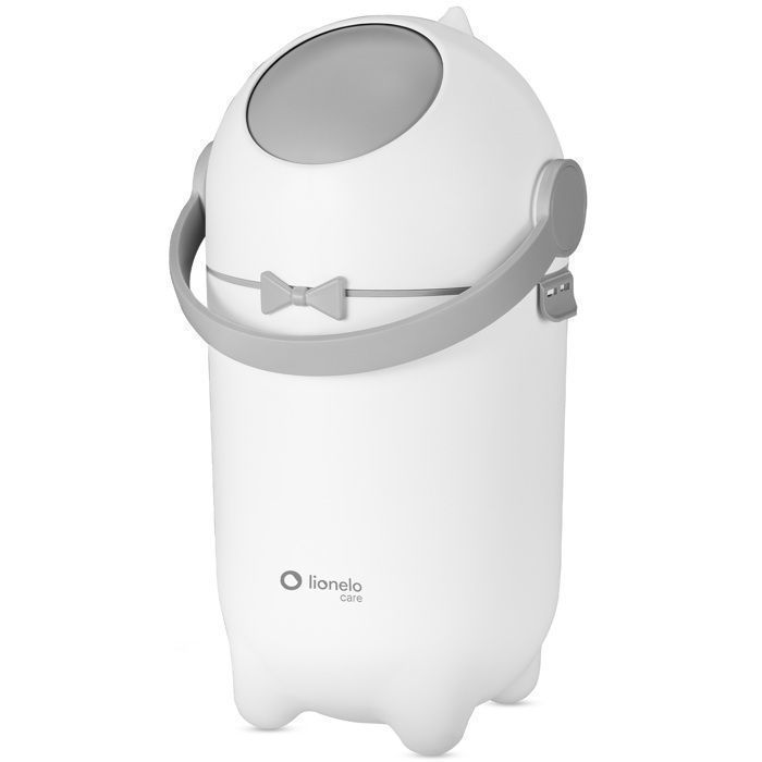 Cubo de pañales Lionelo Purebin - Hermético - 10L - Bolsas universales - Fácil de usar con una sola mano - Blanco