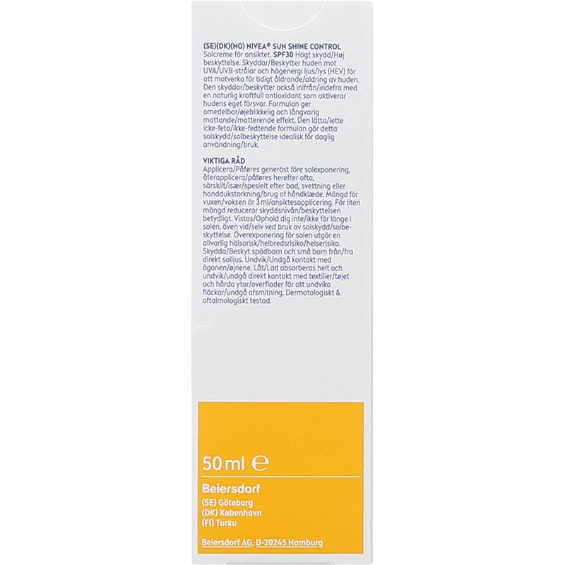 Nivea Nivea Sun ansiktskräm SPF 30 glanskontroll, 50 ml