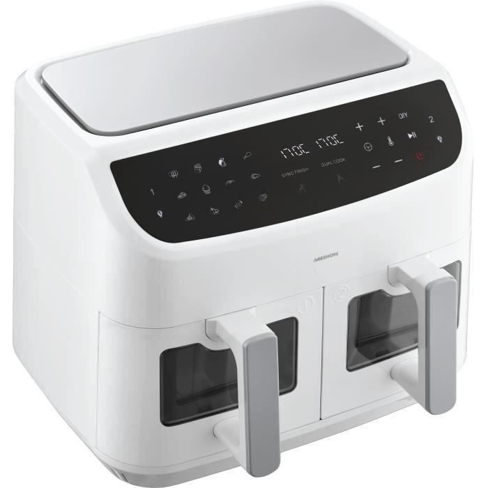 Airfryer - MEDION - P20 XXL Twin - 2600 W - 2 mandjes - 9 programma's - Wit