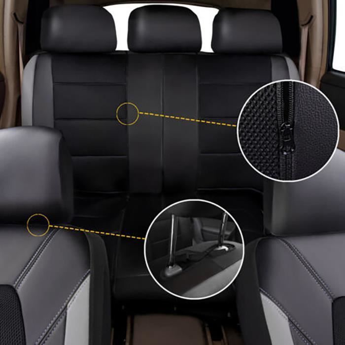 Funda para asiento de coche - HELLOVE - Universal - Piel sintética - 9 piezas - Gris