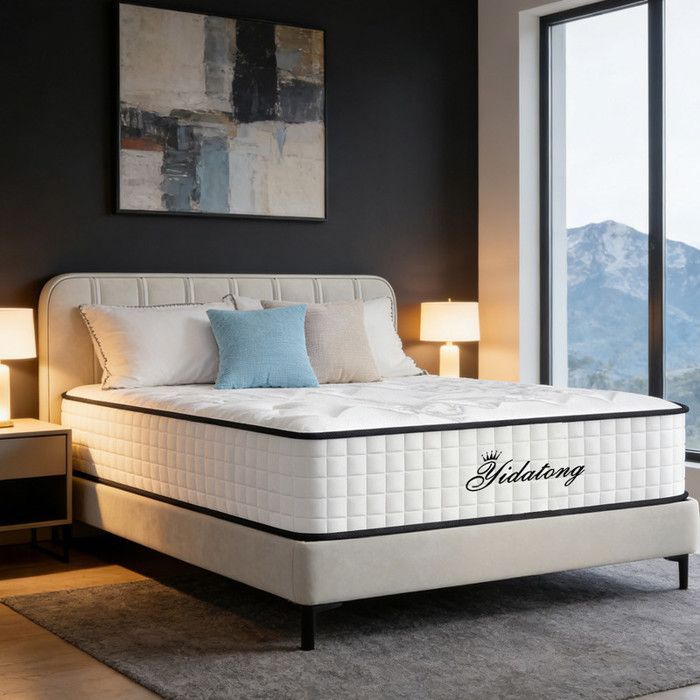 Colchón de 140x190 cm, extra grueso (30 cm), con espuma viscoelástica y látex azul, núcleo de muelles, 7 zonas, transpirable y cómodo.