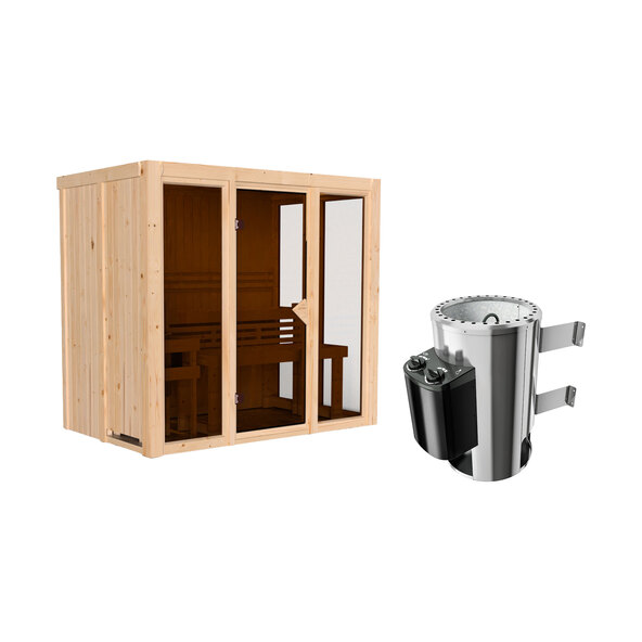 Sauna Ida 3 med varmeovn, 3,6 kW, naturlig finish