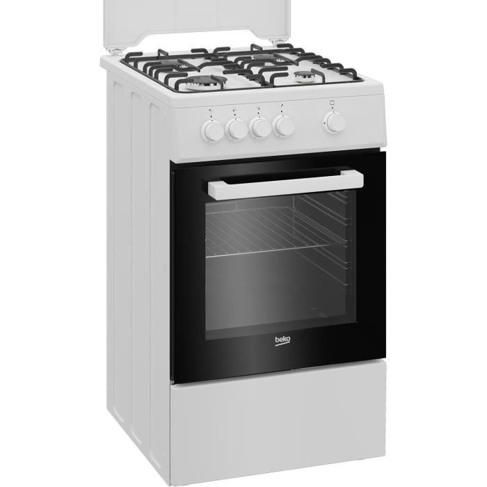 Cuisinière à gaz - Beko - FSG522DWC - 4 foyers - 50 cm