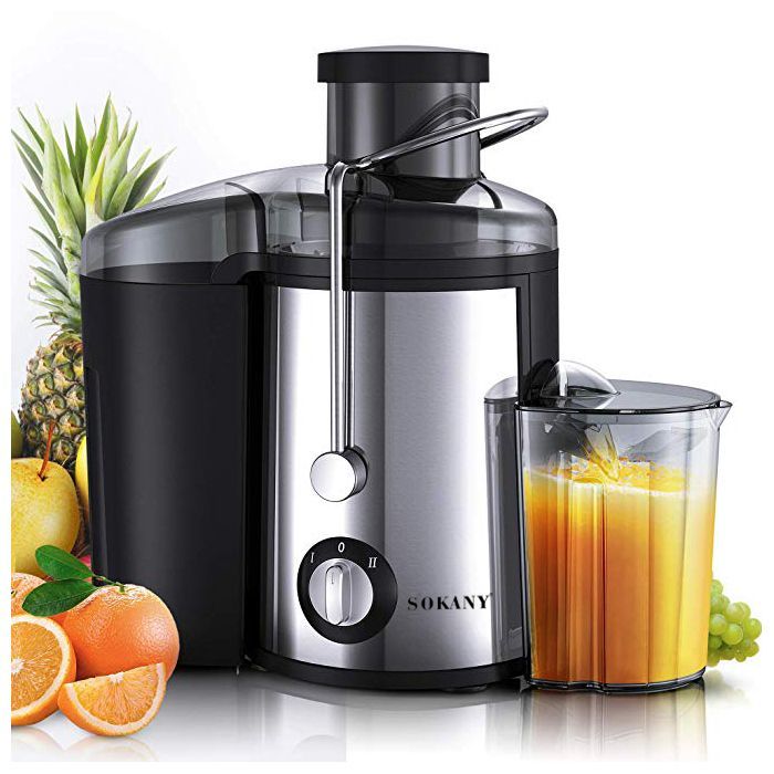 Extracteur de jus 800W - LEXLIFE - Centrifugeuse de fruits à 2 vitesses - bouche 65 mm, jarre à jus de 800 ml - Noir