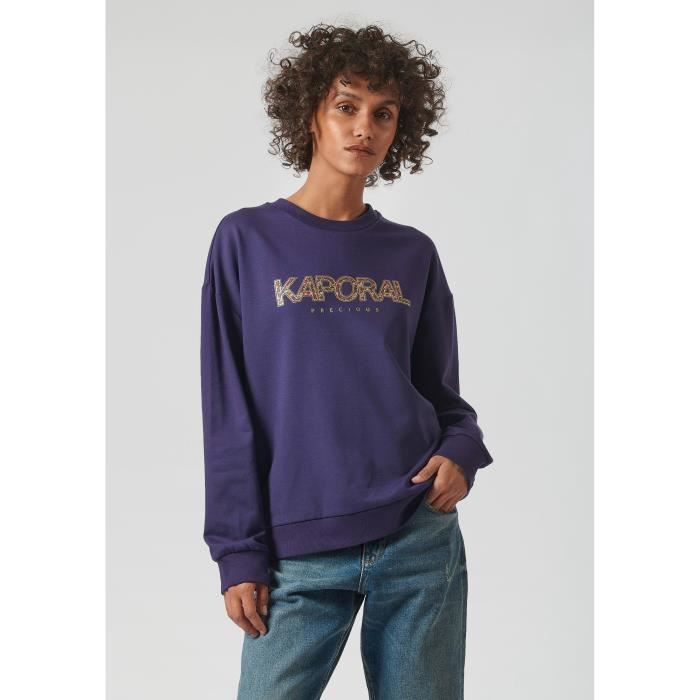 Sudadera de mujer KAPORAL - LISET - Morada - Manga larga - Estampado floral y brillante