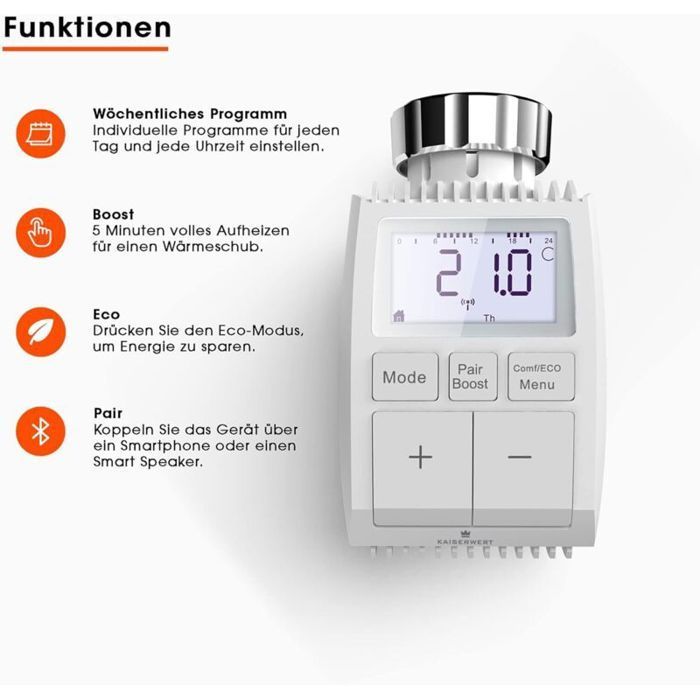 Kit de termostato inteligente - MHY® - Control digital de calefacción - Compatible con ZigBee - Aplicación Smart Life