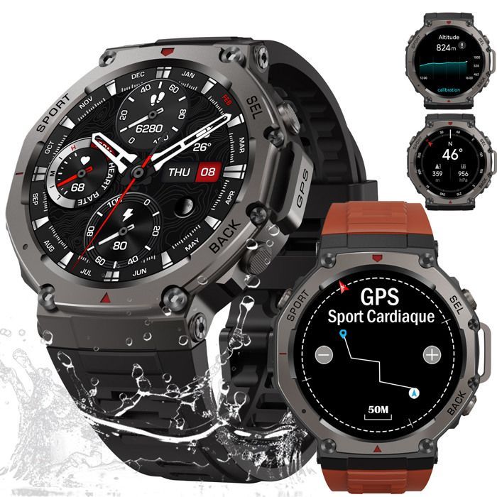 Montre connectée homme - WENZYLIQUOX - Sport - GPS intégré - Écran AMOLED 1,43