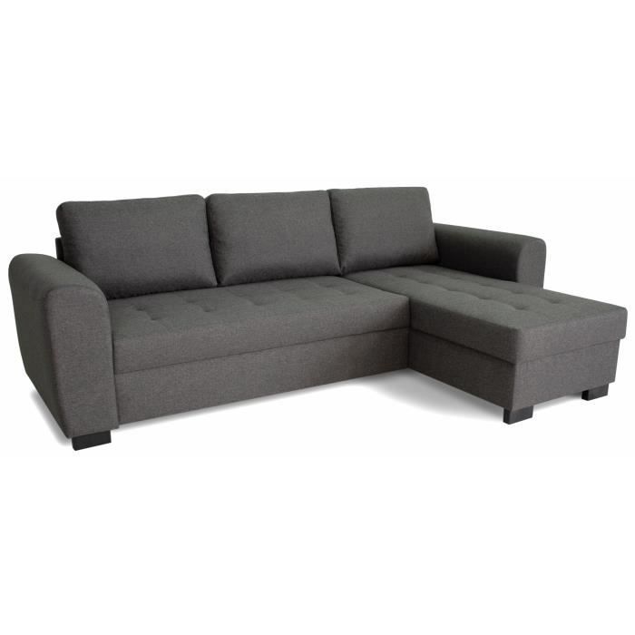 Divano angolare fisso reversibile a 4 posti - Tessuto antracite - L245 x P150 x H86 cm - HAMILTON - Prodotto in Ucraina