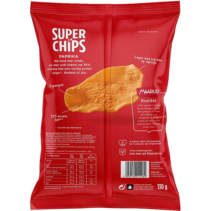 Maarud Superchips 130 g Pimentón Maarud